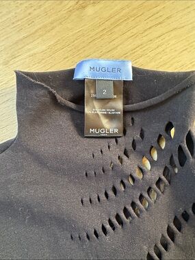 Mugler Black Laser-Cut Tank Top
